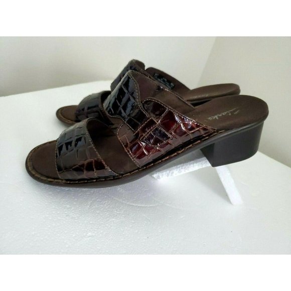 Clarks Womens Leather Upper Reptile Print Open Toe - Picture 2 of 8